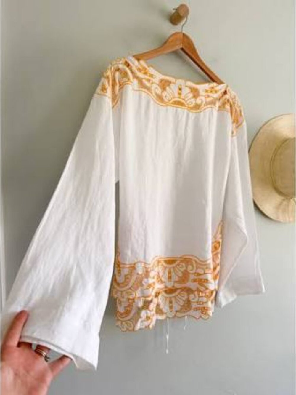 J. Crew | 100% Linen Cutwork Embroidered Top in White and Yellow NWT - Picture 5 of 5